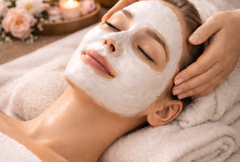 Frissítő arc- és fejmasszázs arcmaszkos kezeléssel